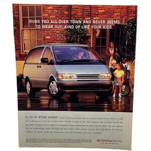 1997 Toyota Previa Print Ad Vintage 90s Compact Van Minivan Car